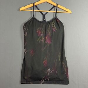 Lululemon Power Y Tank Top Womens Size 6 Dark Floral Built In Bra Yoga